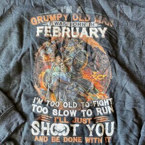 Grumpy Old Man February Birthday Hoodie Gray XL